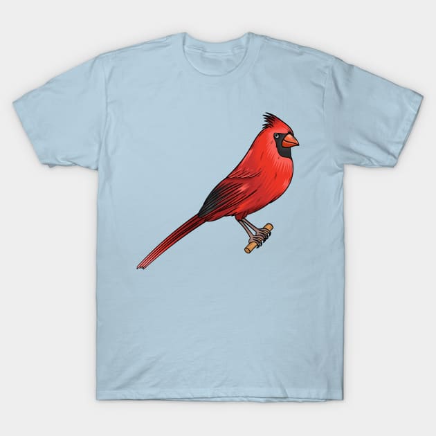 Northern cardinal bird cartoon illustration T-Shirt by Cartoons of fun